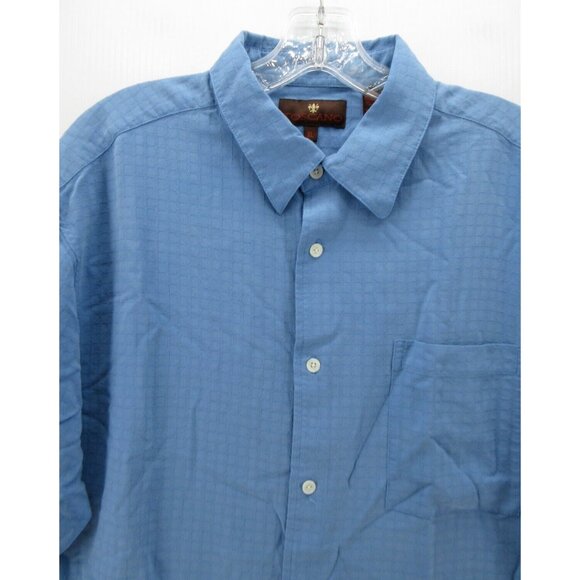 Toscano Shirt XL Silk Button Up Check Camp Pocket Breathable Collared - Picture 2 of 10